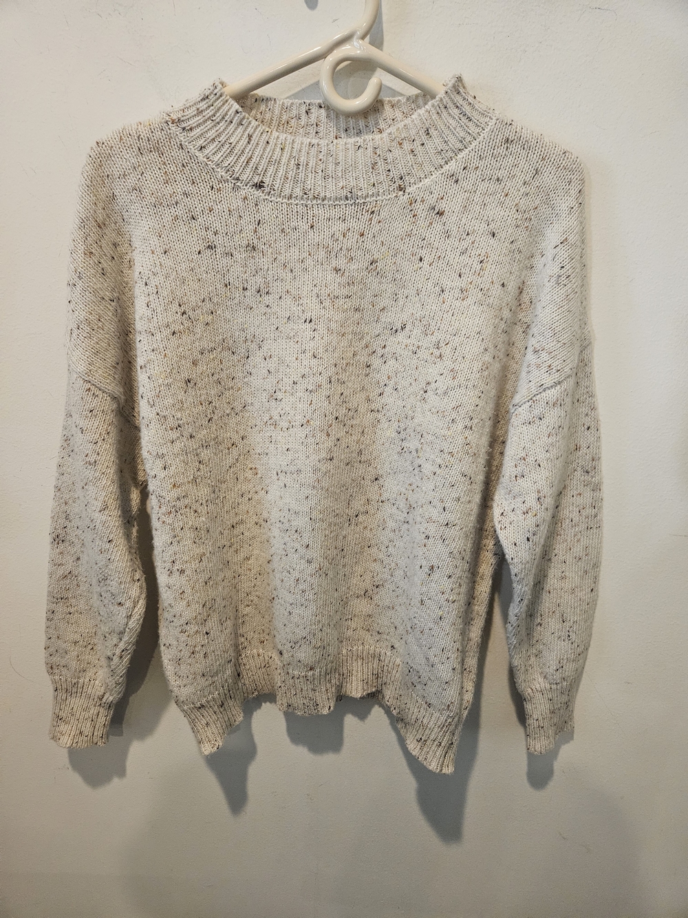 Blu Pepper Cream Speckled Knit Wool Blend Pullover Sweater Medium